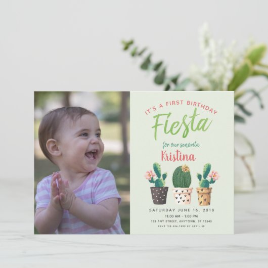 Invitation de cactus fêtes d'anniversaire (Debout devant)