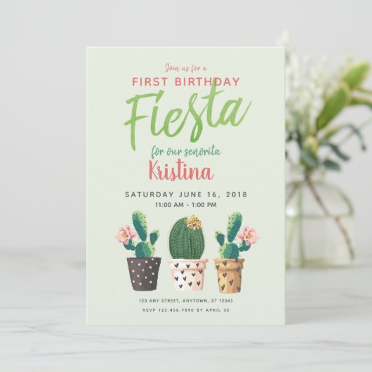 Invitation de cactus fêtes d'anniversaire (Debout devant)