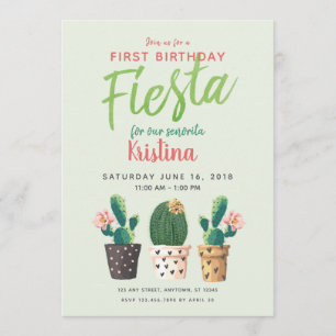 Invitation de cactus fêtes d'anniversaire
