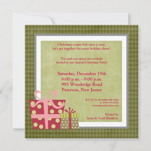 Invitation de cadeaux de Noël 5x5 (Devant)