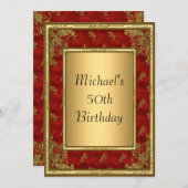 Invitation de cadre Gold Red Art Deco (Devant / Derrière)