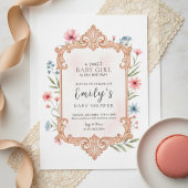 Invitation de cadre pour Baby Shower Fille Floral