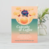 Invitation de café Cupcakes Rétro (Debout devant)