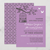 Invitation de cage à oiseaux rustique de lavande v (Devant / Derrière)