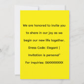 Invitation de calendrier de mariage élégant (Dos)