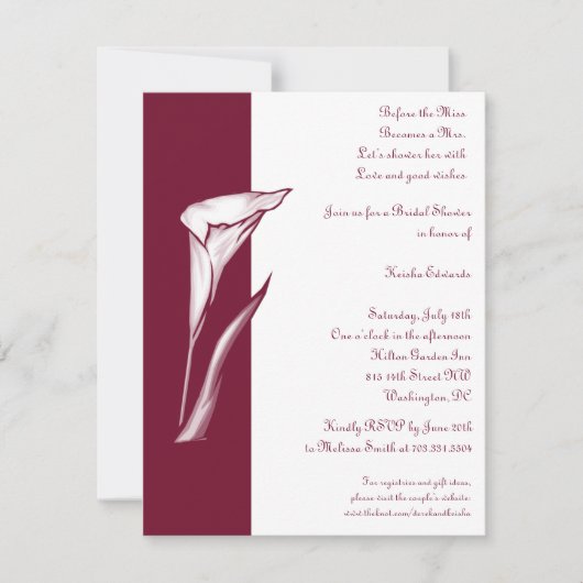 Invitation de Calla Lily (Devant)