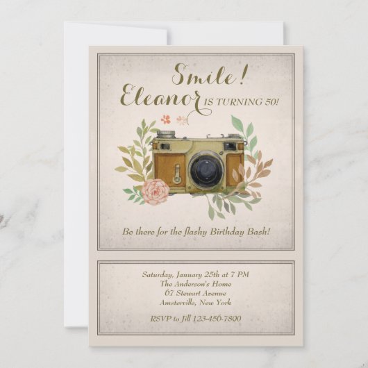 Invitation de caméra Vintage (Devant)