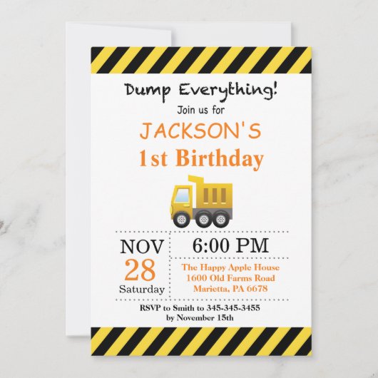 Invitation de camion à benne basculante (Devant)