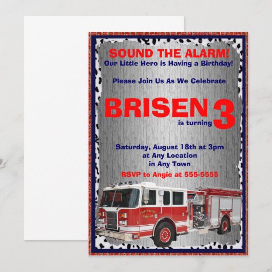 Invitation de camion à feu (Devant / Derrière)