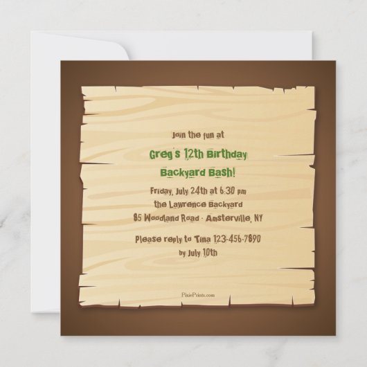 Invitation de camp d'aventure (Dos)