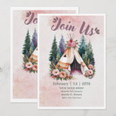 Invitation de camping à l'aquarelle bohème (Devant / Derrière)