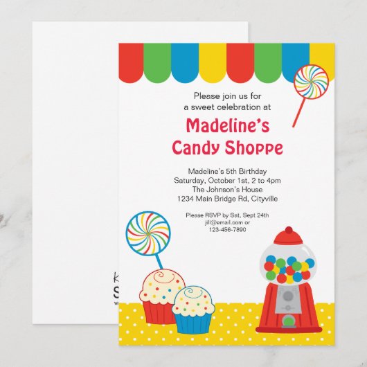 Invitation de Candy Shoppe (Devant / Derrière)