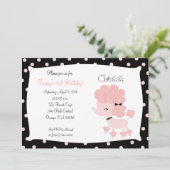 Invitation De CANICHE anniversaire FRANÇAIS ROSE de la La 5x7 (Debout devant)