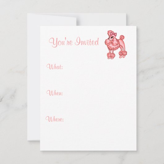 Invitation de caniche rose (Dos)