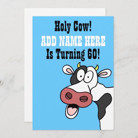 Invitation de caricatures de la vache sainte 60e a (Devant / Derrière)