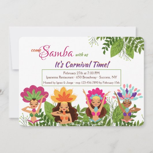 Invitation de carnaval de danseurs de samba (Devant)