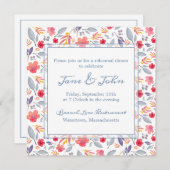 Invitation de Carré de fleurs bleu Dusty (Devant / Derrière)