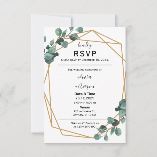 Invitation de carte Boho Green RSVP (Devant)