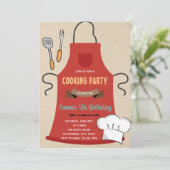 Invitation de carte d'anniversaire de chef cuisina (Debout devant)