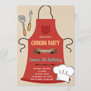 Invitation de carte d'anniversaire de chef cuisini