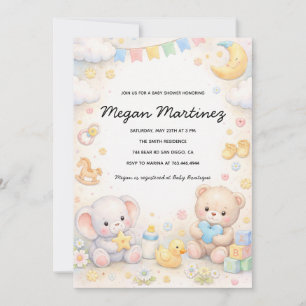 Invitation de carte de douche de bébé pastel migno