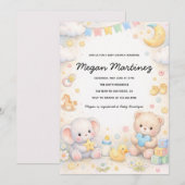 Invitation de carte de douche de bébé pastel migno (Devant / Derrière)