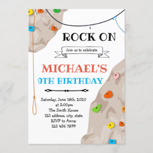 Invitation de carte de fête d'escalade de rocher