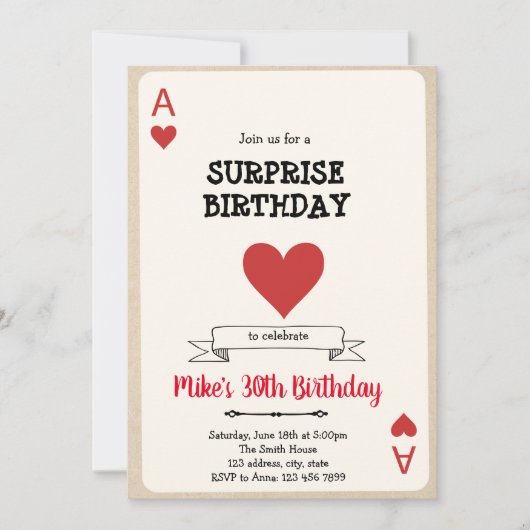 Invitation de carte de jeu de casino (Devant)