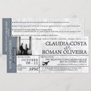 Invitation de carte d'embarquement Mariage Silver 