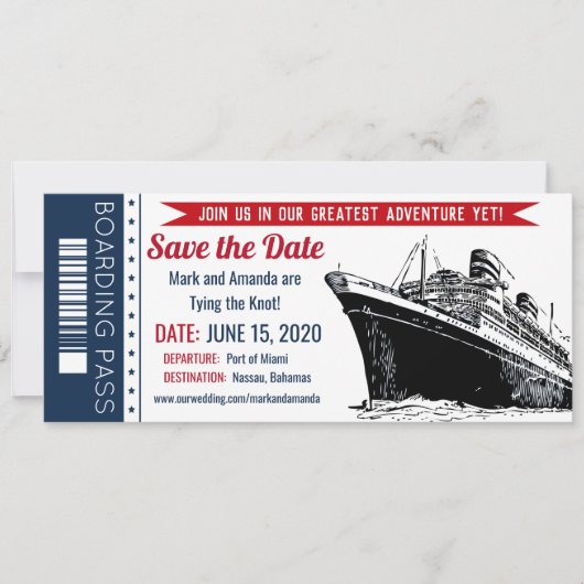 Invitation de carte d'embarquement pour croisière  (Devant)