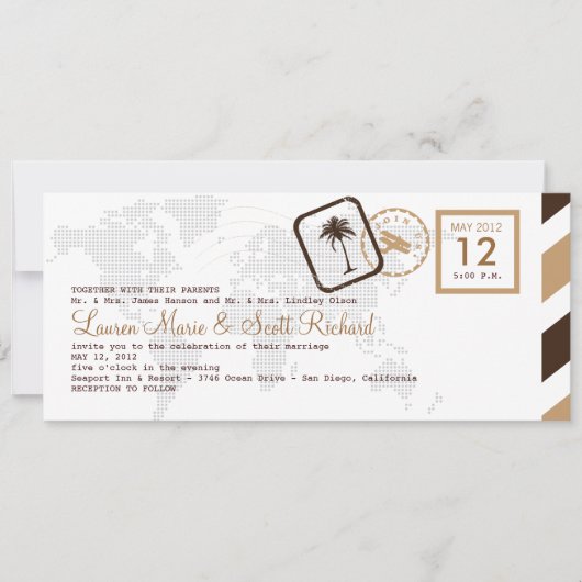 Invitation de carte d'embarquement Vintage (Devant)