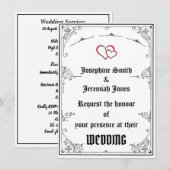 Invitation de carte Mariage de coeur rouge personn (Devant / Derrière)
