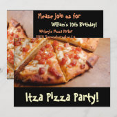 Invitation de carte personnalisée Pizza Party (Devant / Derrière)