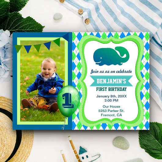 Invitation de carte photo pour la première fête d'