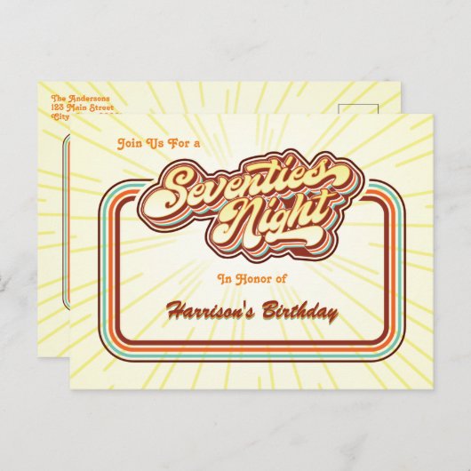 Invitation de carte postale 70 Nuit (Devant / Derrière)