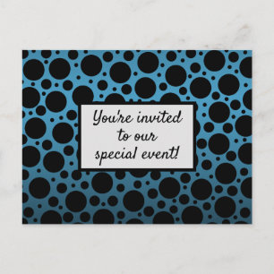 Invitation de carte postale bleu Peacock Pois aléa