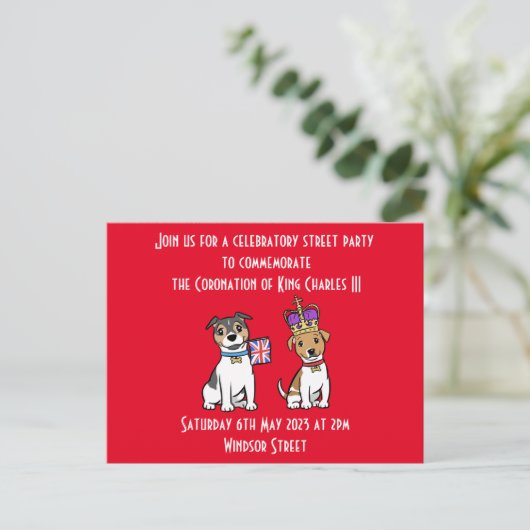 Invitation de carte postale de la fête du couronne (Debout devant)
