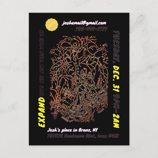 INVITATION de carte postale du NOUVEL AN EVE PARTY (Devant)