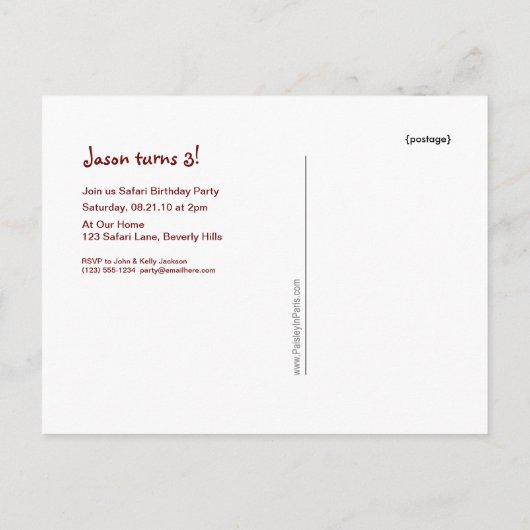 Invitation de carte postale Lion (Dos)