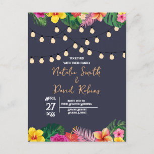 Invitation de carte postale Mariage tropical