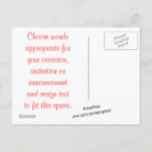 Invitation de carte postale ou personnaliser de Fa (Dos)