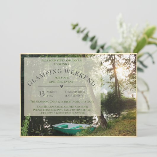 Invitation de carte pour un week-end de camping Gl (Debout devant)