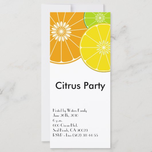 Invitation de carte rack Citrus Party (Devant)