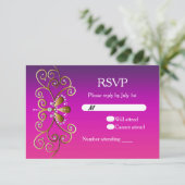 Invitation de carte RSVP Princess Purple Pink (Debout devant)