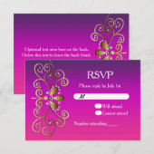 Invitation de carte RSVP Princess Purple Pink (Devant / Derrière)