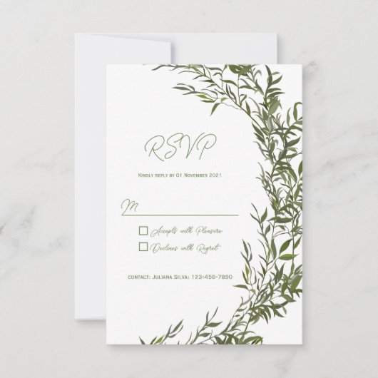 Invitation de carte RSVP Rustic Green (Devant)