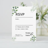 Invitation de carte RSVP Watercolor Greenery (Debout devant)