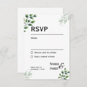 Invitation de carte RSVP Watercolor Greenery (Devant / Derrière)