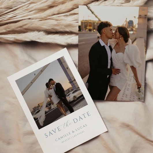 Invitation de carton de rendez-vous minimal bleu p