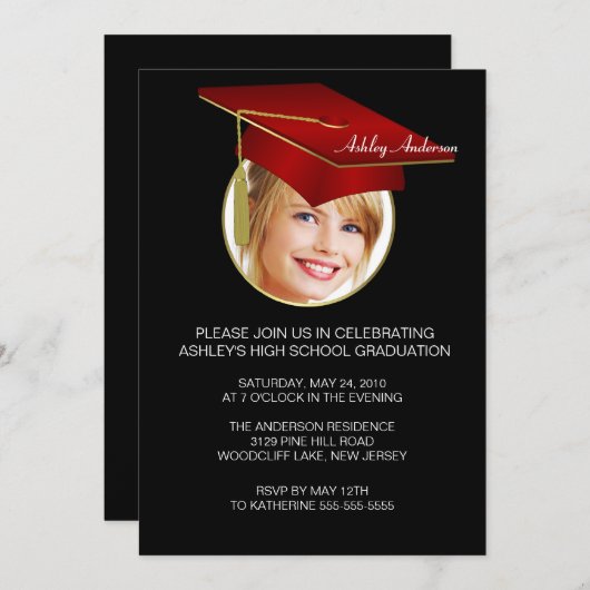 Invitation de Casquette de la Red Grad (Devant / Derrière)